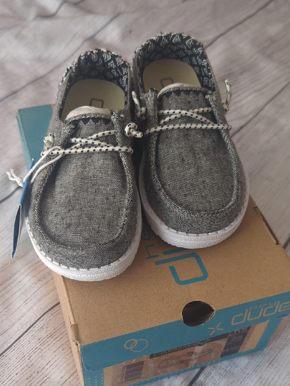 Hey Dude Kids Grey Canvas Slip-On Sneakers
